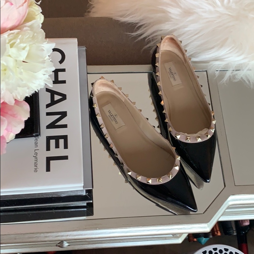 Valentino Rockstud Patent Leather Ballet Flats 39